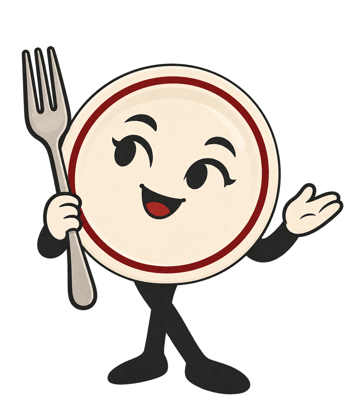 Pepper, the cheerful food guide, gestures hello.
